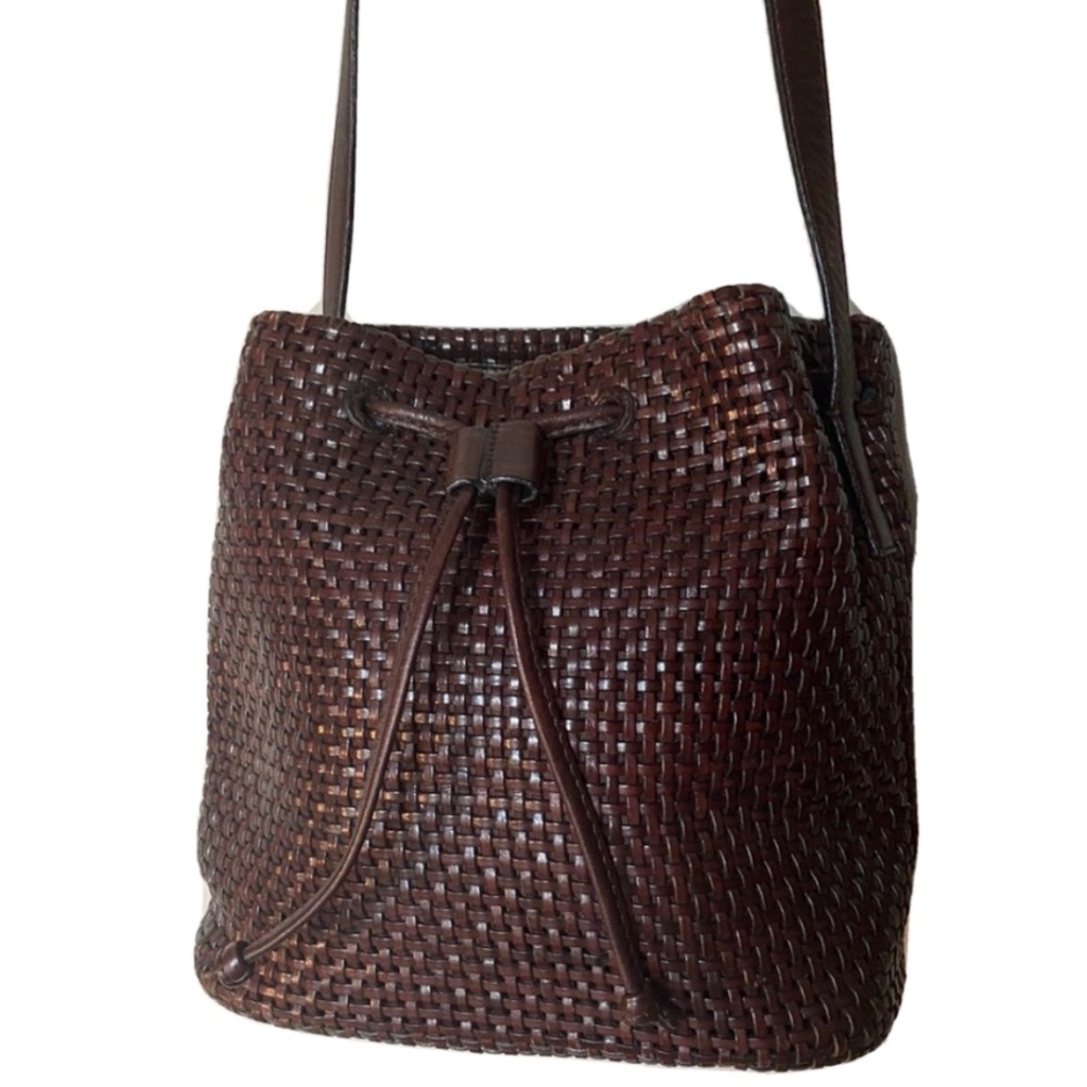 VINTAGE Woven Faux-Leather Satchel